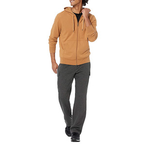 Sudadera con capucha extragrande para hombre, con cremallera, estampado digital, color liso, forro polar, informal, transpirable, con bolsillos, manga larga, estilo vintage - Product Image 1