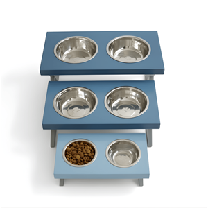 ODM OEM Mangeoire pour animaux de compagnie avec dessus en bois, pieds en métal, forme rectangulaire, double bol, écologique, imperméable pour chien, chat, petits animaux - Product Image 1