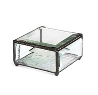 Nouvelle boîte à bijoux en verre avec cadre métallique, design moderne, haute qualité, taille et capacité personnalisables, forme carrée pour le rangement et l'affichage