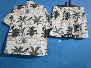 Pijama de Algodón Orgánico 100% con Estampado de Animales de la Selva, Estilo Indio, Conjunto de Pijama Corto, Ropa de Dormir al por Mayor - Product Image 4