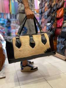 Sac de voyage en cuir de vachette à poils, fermeture éclair tendance, portable, unisexe, grande capacité, LHDB-0090 - Product Image 4