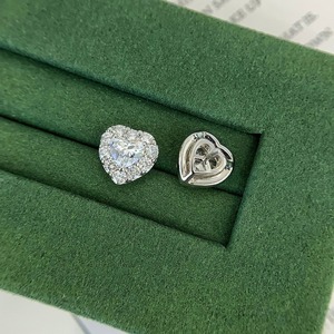 Pendientes de Plata 925 con Forma de Corazón y Moissanita, Joyería Romántica para Mujer, para Bodas - Product Image 4
