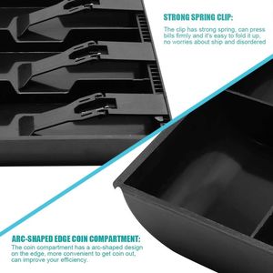 Bandeja de Inserción para Cajón de Caja Registradora POS Negra con 5 Compartimentos para Billetes y 4 para Monedas para un Almacenamiento Eficiente del Dinero - Product Image 4