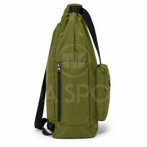 Olive Green <b>Drawstring</b> Backpack Lightweight Sports Gym Sack <b>Bag</b> with Front Pocket Side Pouches for Hiking - Product Image 2