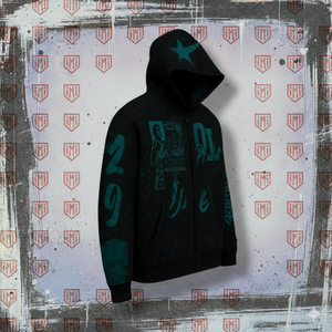 Sudadera con capucha de algodón 100% para hombre, estilo vintage, corte regular, con efecto desgastado y parches, ideal para invierno, con letras. - Product Image 2