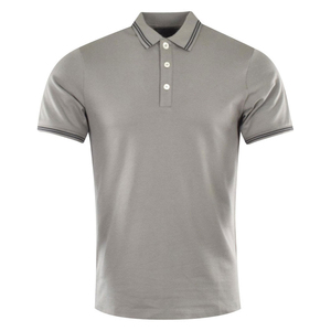Polo à manches courtes gris pour homme, couleur unie, décontracté, boutonné, en tissu Oxford de coton, coupe classique, anti-plis - Product Image 3