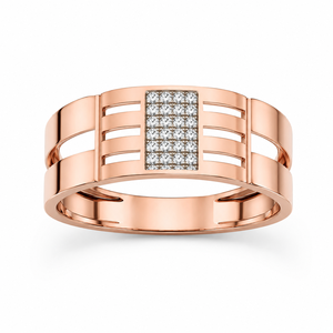 18K Rose Gold Diamond Geometric Band <b>Ring</b> for Men High Polish Contemporary Luxury Wedding Party Daily Wear Gift Fine Jewelry - Product Image 3