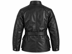 Chaqueta de Motocicleta de Cuero Genuino para Hombre, con Cinturón, Impermeable, Resistente al Viento, con Cierre y Bolsillos Delanteros - Product Image 4