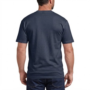 T-shirt à manches courtes bleu marine pour homme, 100% coton, coupe classique, col rond, couleur unie, jersey décontracté, t-shirt uni - Product Image 5
