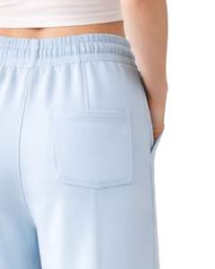 Pantalones Deportivos Anchos para Mujer, Color Azul Bebé, Cintura Elástica con Cordón, Corte Holgado Informal, Pierna Recta, Suaves y Cómodos para Estar en Casa - Product Image 4