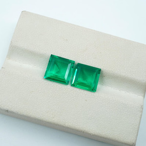 Par de Esmeraldas Cultivadas en Laboratorio, Corte Rondelle (3.25ct 8x8mm) (2 Piezas) HAYAAT GEMS HG-145 de Rajasthan - Product Image 1