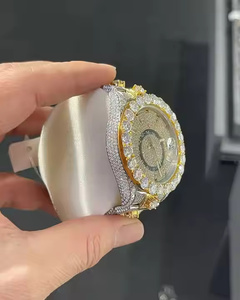 Montre élégante en quartz avec diamants Moissanite pour homme, montre-bracelet haut de gamme sertie de diamants Moissanite, montre-bracelet de luxe sertie de diamants Moissanite - Product Image 3
