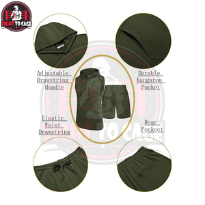 Vêtements de sport légers pour l'automne, respirants et anti-transpiration, pour la musculation, la course à pied, les tenues décontractées, sans manches, avec capuche et shorts - Product Image 6