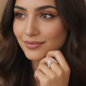 Bague de fiançailles demi-éternité double en V, tendance, cadeau idéal pour les fêtes - Product Image 6