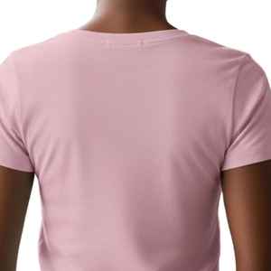 Camiseta con gráfico VOTE y cuello en V para mujer, camiseta rosa y azul con mensaje político, top informal de mezcla de algodón con estampado personalizado - Product Image 6