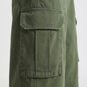 AMIB SPORTS Men's Olive <b>Green</b> <b>Cargo</b> <b>Pants</b> Mid Waist Straight Fit Multiple Pockets 100% Cotton Canvas Casual Lightweight - Product Image 3