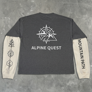 Custom Graphic Print Heavyweight Cotton Fake Two Piece Long Sleeve T-<b>Shirt</b> <b>Men</b> Streetwear Vintage Oversized Dual Layer Tee - Product Image 5