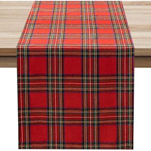 Chemin de table à carreaux écossais rouges de Noël, résistant aux taches et lavable, idéal pour les dîners, les fêtes et les vacances - Product Image 1