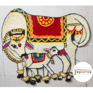 Hermoso Juego de Alfombrillas Kamdhenu para Vaca, 4 Pies, Base Lavable, Decoración para Sala de Pooja, Festival Diwali, Decoración del Hogar - Product Image 2