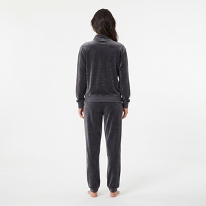 <b>Women's</b> <b>Velour</b> <b>Tracksuit</b> Set Dark Gray <b>Velour</b> <b>Tracksuit</b> Half-Zip Sweatshirt Wide Leg Pants Casual Velvet Winter 2 Piece Outfit - Product Image 2