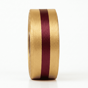 Cinta de Satén Dorada Borgoña con Rayas Centrales de 25 mm al por Mayor para Invitaciones de Boda, Lazos Florales y Embalaje Decorativo - Product Image 1