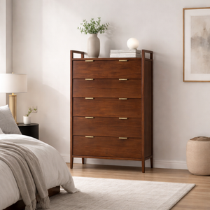 Armario Alto de Madera Premium con Cinco Cajones, Organizador de Almacenamiento Moderno para Dormitorio, Diseño Personalizado, Fabricante - Product Image 5
