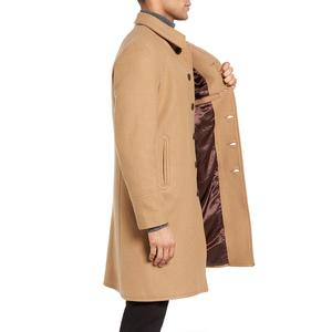 Manteau trench en feutre pour homme, style européen, automne-hiver, mi-long, à revers, simple boutonnage, couleur unie, décontracté - Product Image 4