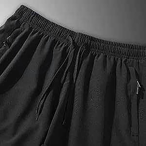 Shorts Bermuda pour homme, noirs, à séchage rapide, avec cordon de serrage, poches, style décontracté et sportif - Product Image 4