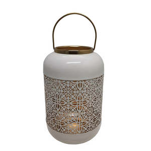 Farol de vidrio y metal con revestimiento blanco para la sala de estar del hogar y la mesa de boda, iluminación decorativa de suelo, farol de metal. - Product Image 2