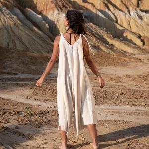 Soft Cotton <b>Jumpsuit</b> for Women <b>Wide</b> <b>Leg</b> Practical <b>Pockets</b> Lightweight & Comfortable Lounge Wear Gift for Her - Product Image 2