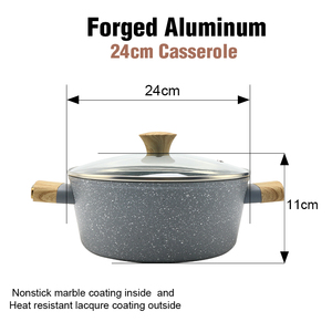Casserole contemporaine antiadhésive avec revêtement en céramique de cuivre, cœur en aluminium robuste, couvercle en verre trempé - Product Image 2