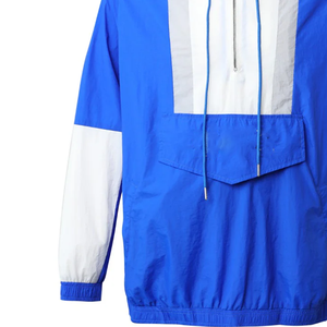 Chaqueta Cortavientos con Capucha y Media Cremallera Beta Phi Sigma Tallas Grandes, Estampado Azul Rey, Gris Claro y Blanco, Logos Bordados, Bolsillos Ocultos - Product Image 5