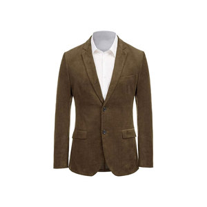 Blazer de pana marrón para hombre, cuello con muescas, estilo británico, corte regular, 100% algodón tejido. - Product Image 1