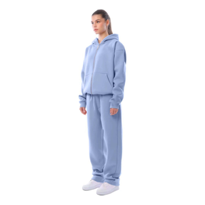 Ensemble de survêtement décontracté deux pièces pour homme, automne-hiver, délavé à l'acide, uni, léger, avec sweat à capuche et pantalon large à jambes larges, coupe ample, manches longues - Product Image 1