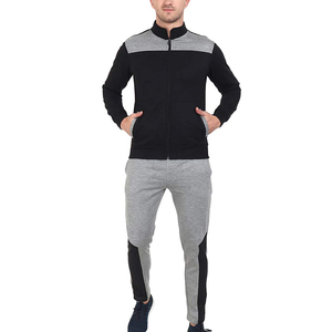 Men's Color Blocking <b>Tracksuit</b> Full Zipper Stand Collar Casual Sweatshirt With Side Pockets Autumn Wear Polyester Cotton Blend - Product Image 1