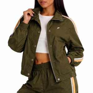 Chaqueta cortavientos de nailon para mujer con cremallera completa y pantalones de pierna recta, ropa casual urbana transpirable estilo Y2K. Chaquetas para hombre al por mayor. - Product Image 4