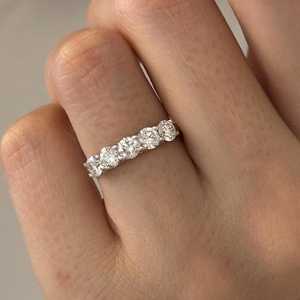 1.25 TCW Lab Grown Diamond <b>Ring</b> , Trellis Set Anniversary <b>Ring</b> , <b>Stacking</b> Diamond <b>Ring</b> , 14k White Gold <b>Stacking</b> Diamond <b>Ring</b> - Product Image 3