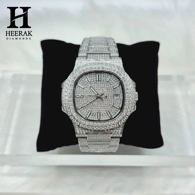 Luxury Full Iced Out Lab Grown Diamond Watch Custom Stainless Steel Automatic Quartz Men's Hip Hop Watches Wholesale