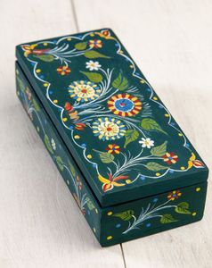 Artisan Hand Painted Wooden <b>Keepsake</b> <b>Box</b> Decorative Vintage Storage Case for Jewelry Gifts and Home Decor Customizable - Product Image 2