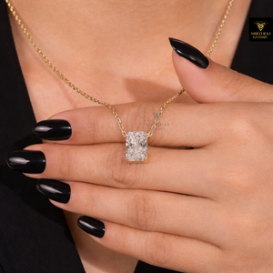 Lab Grown Diamond Pendant Necklace 18K <b>White</b> Yellow Gold 4 CT Carat IGI Certified Lab Diamond Basket <b>Set</b> Drop Pendant Necklaces - Product Image 2