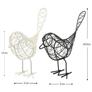 Juego de esculturas de pollo de alambre, decoración de metal en blanco y negro para mesa - Product Image 2