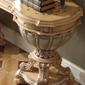 High End European Solid Mahogany Dressing <b>Table</b> <b>Mirror</b> Set Pedestal Base Gold Luxury Vanity <b>Table</b> for Villa Hotel Interior - Product Image 4