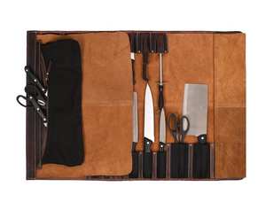 Couteau de Chef Forgé à la Main de Qualité Supérieure, Vente en Gros OEM/ODM, Manche en Cuir Roulé, Résistant à l'Eau LKR-0267 - Product Image 2