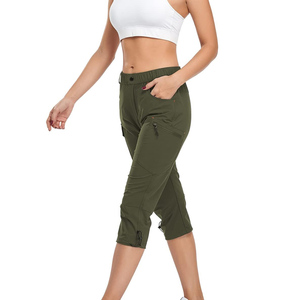 Pantalon Capri pour femme, léger, à séchage rapide, pour entraînement sportif, décontracté, pour l'extérieur, avec poche zippée, respirant - Product Image 3