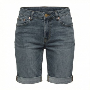 Pantalones Cortos Vaqueros de Mujer a la Moda, Estilo Vintage, con Botones, Cintura Alta, Lavados, Desgastados, hasta la Rodilla, para Verano - Product Image 1