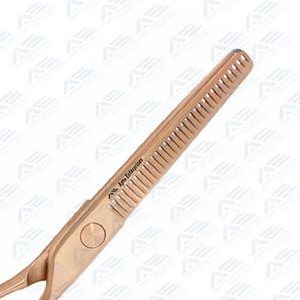 Tijeras de Entresacar Profesionales de Acero Inoxidable de 6.0 Pulgadas, Color Oro Rosa, Titanio, 32 Dientes, para Peluquería - Product Image 3
