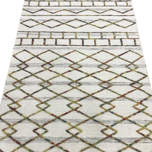 Tapis Dhurrie géométrique en laine tressée, fait main, gris anthracite, style nordique minimaliste, tissé à la main, sur mesure, tapis bohème - Product Image 4