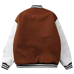 EDOOR WEARS <b>Men's</b> Black <b>White</b> Varsity <b>Jacket</b> Regular Fit Stand Collar Covered Button Closure Casual Outerwear Winter Windproof - Product Image 3