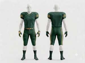 Custom Men's Green American Football Uniform V-Neck Short Sleeve Moisture Wicking Fitted Jersey Pants Set - Product Image 1