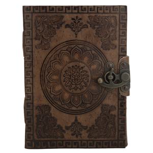 Journal de voyage miniature en cuir fait main, reliure spirale, design floral embossé, impression numérique, style rétro exclusif - Product Image 1